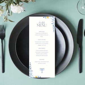 Modèle de menu de Hanoucca modifiable Carte de menu de Hanoucca Modèle modifiable Canva Menu du dîner de Hanoucca Menu du dîner de Hanoucca