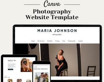 Photographer Website Template Canva, Photography Landing Page (Digital Template)
