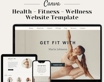Plantilla de Canva para sitio web de fitness, página de destino de salud y bienestar (digital)