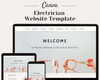 Electrician Website Template | Canva Landing Page (Digital Template)