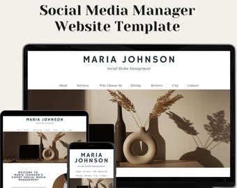 Social Media Website Template, Canva Landing Page (Digital Template)