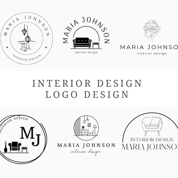Logo de décoration d'intérieur Canva 6 logos d'intérieur personnalisables Logo d'entreprise Logo de décorateur d'intérieur modifiable Modèle de logo de marque d'entreprise