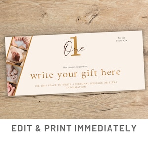 Cupón de regalo de 1er cumpleaños Plantilla de Canva imprimible Tarjeta OId personalizada de un año Tarjeta de 1er cumpleaños Tarjeta sorpresa de bebé 1 cumpleaños Regalo de último minuto