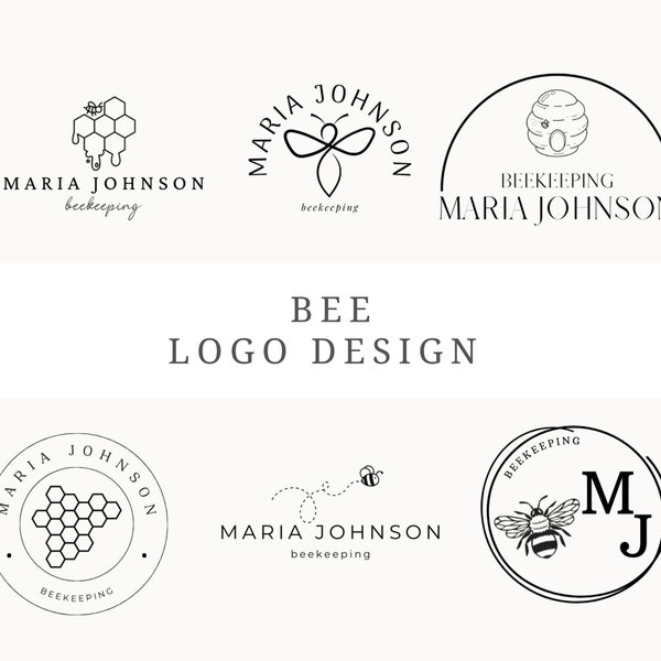Bee Logo Design Canva 6 Customizable Beekeeping Logos Business Logo Editable Honey Farmer Logo Apiarist Branding Logo Template