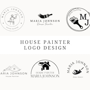 May include: A collection of logo designs for a house painter named Maria Johnson. The logos feature a paintbrush, a house, and the text "House Painter".