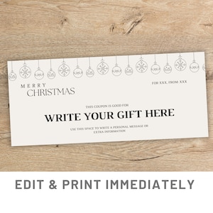 Minimalistisch Weihnachten Gutschein Vorlage Weihnachtsgeschenk Gutschein Vorlage Canva Weihnachtsgeschenk Card Template Printable Last Minute Weihnachtsgeschenk