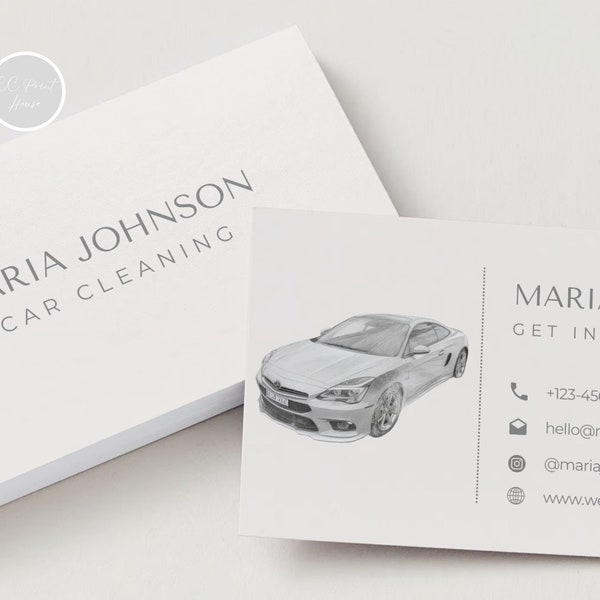 Car Business Card Template Car Cleaning Calling Card Car Seller Business Card Car Canva Template Card Editable Card Canva Template