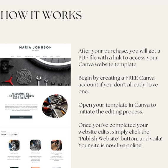 Bike Shops Fix Your Bike Scheme Website Bike Repair Canva Website