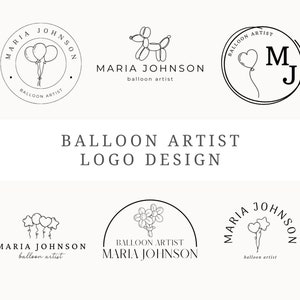 Canva di progettazione del logo dell'artista di palloncini 6 Loghi di decorazione di palloncini personalizzabili Logo Twister di palloncini Modello di palloncino con logo di piegatura di palloncini modificabili