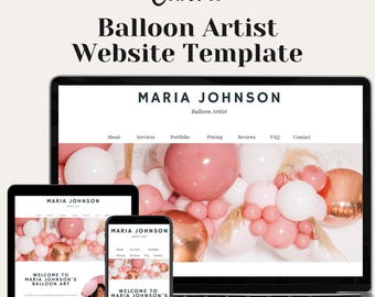Balloon Business Canva Website Balloon Decor Website Template Balloon Artist Landing Page Balloon One Page Website Balloon Party Decor
