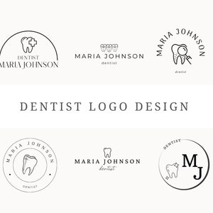 Dentist Logo Design Canva 6 Customizable Tooth Logos Dental Surgeon Logo Editable Orthodontist Logo Business Dentist Branding Logo Template