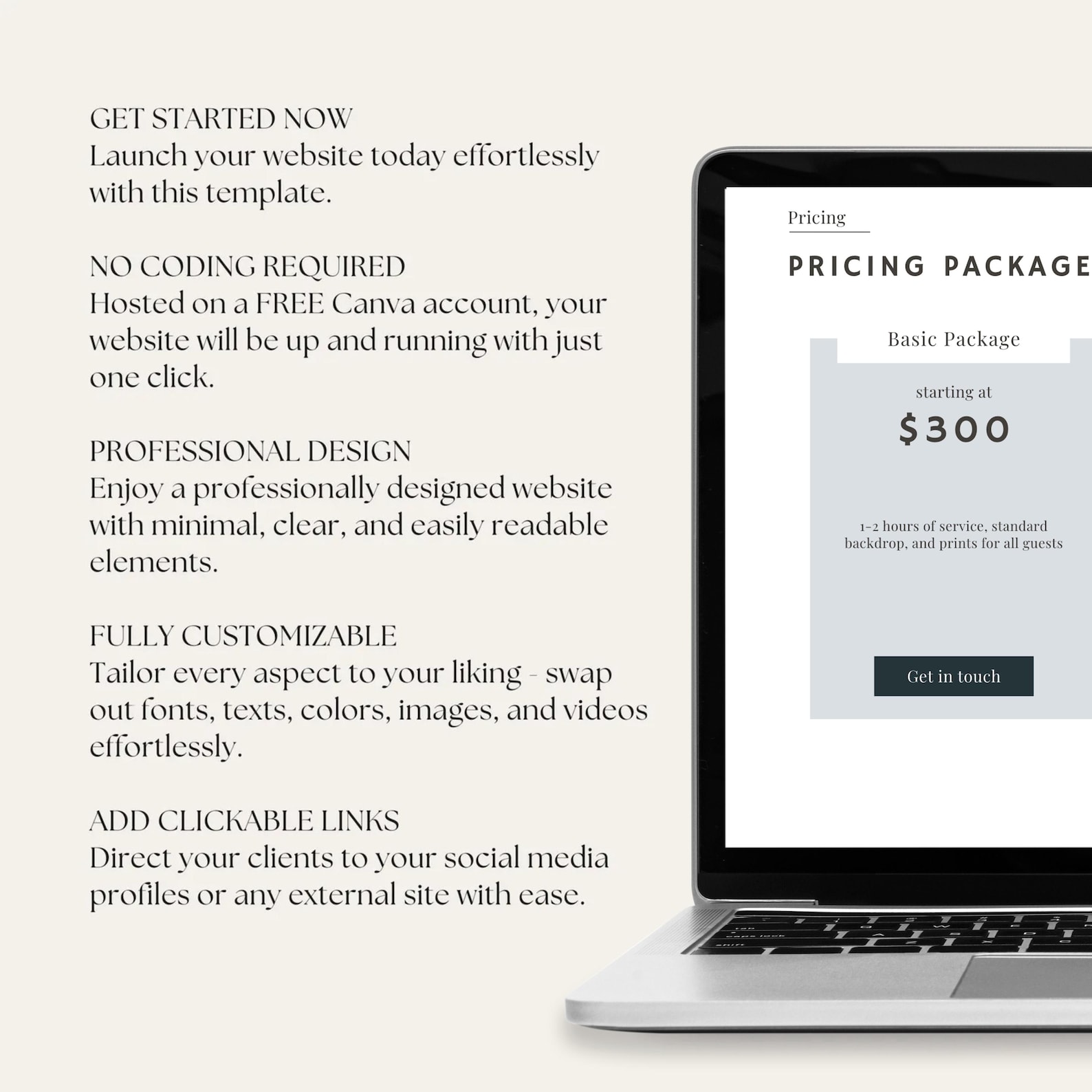 Photo Booth Website Template, Canva Landing Page (digital) Etsy