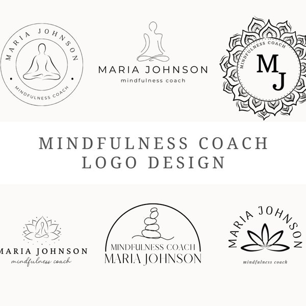 Mindfulness Coach Logo Design Canva 6 Customizable Life Coach Logos Meditation Instructor Logo Editable Spiritual Logo Meditation Template