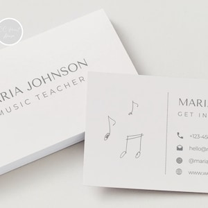 Plantilla de tarjeta de presentación de profesor de música Tarjeta de visita de la escuela de música Tarjeta de presentación de música Plantilla Canva Tarjeta Tarjeta editable Plantilla Canva