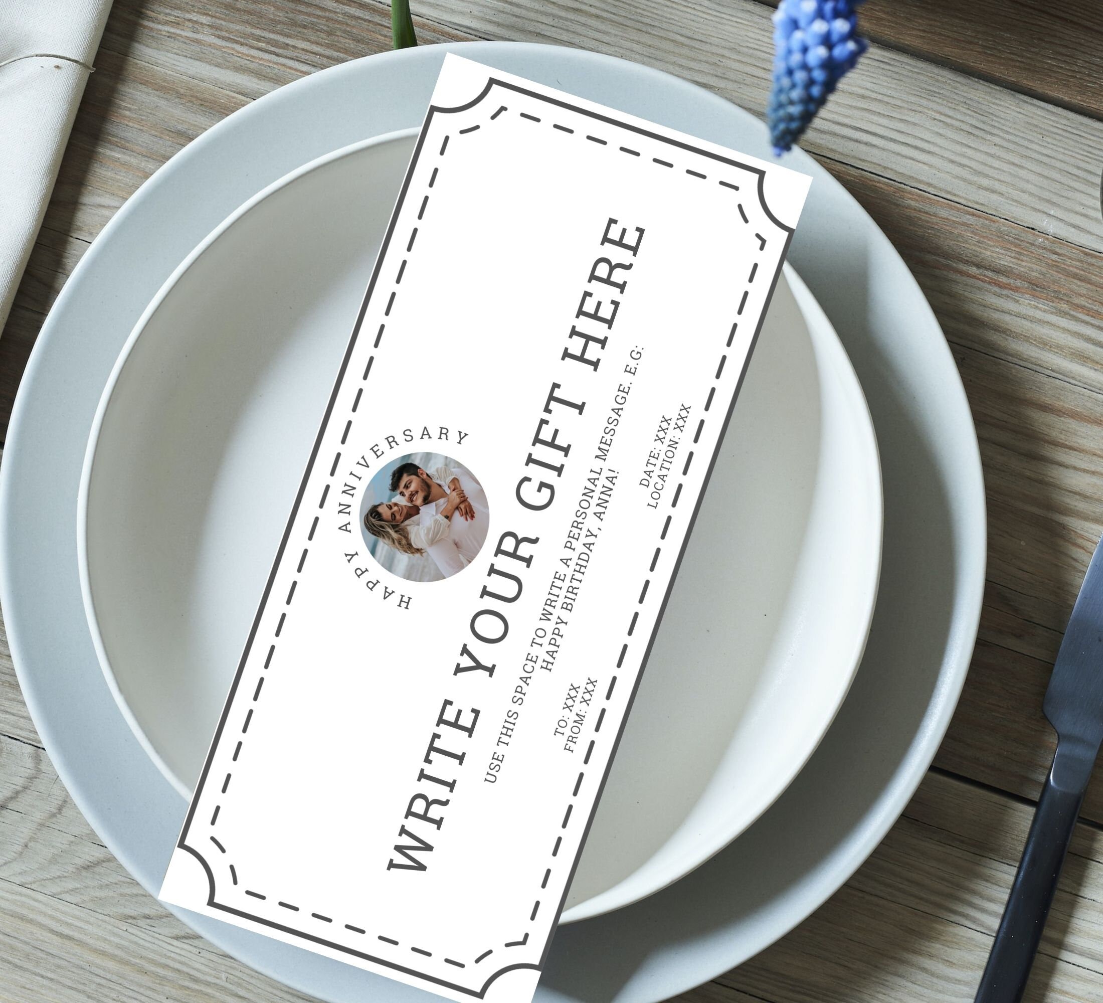 Anniversary Gift Coupon Printable Canva Template Custom Anniversary ...
