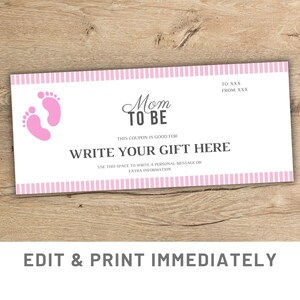 Mom To Be Geschenkgutschein Rosa Bearbeitbare Schwangerschaft Geschenkvorlage Canva Neuer Baby Gutschein Babyparty Geschenkgutschein Neue Mutter Last Minute Geschenk