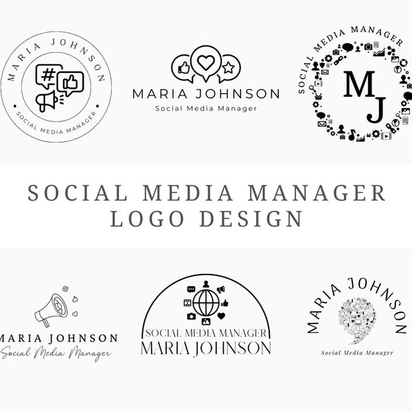 Social Media Manager Logo Design Canva 6 Customizable Social Media Logos Marketing Logo Editable Marketing Manager Logo Business Template