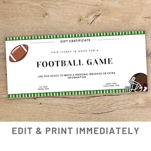 Cupón de juego de fútbol Boleto sorpresa Plantilla Canva Cupón de regalo de fútbol personalizado Boleto sorpresa deportivo Cupón de fútbol Regalo de último minuto