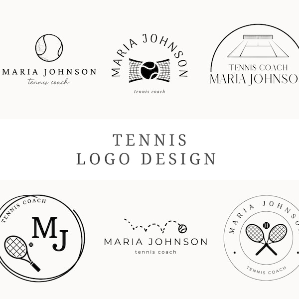 Tennis Logo Design Canva 6 Customizable Tennis Coach Logos Business Logo Editable Tennis Instructor Logo Branding Tennis Logo Template