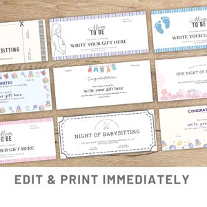 Zestaw kuponów dla dzieci 9 edytowalnych szablonów kuponów upominkowych Canva Bon upominkowy na opiekę nad dziećmi Prezent na baby shower Niestandardowy prezent na ostatnią chwilę dla dziecka
