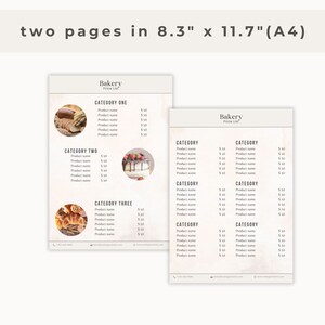 Editable Bakery Price List Template, Canva (digital Download) - Etsy