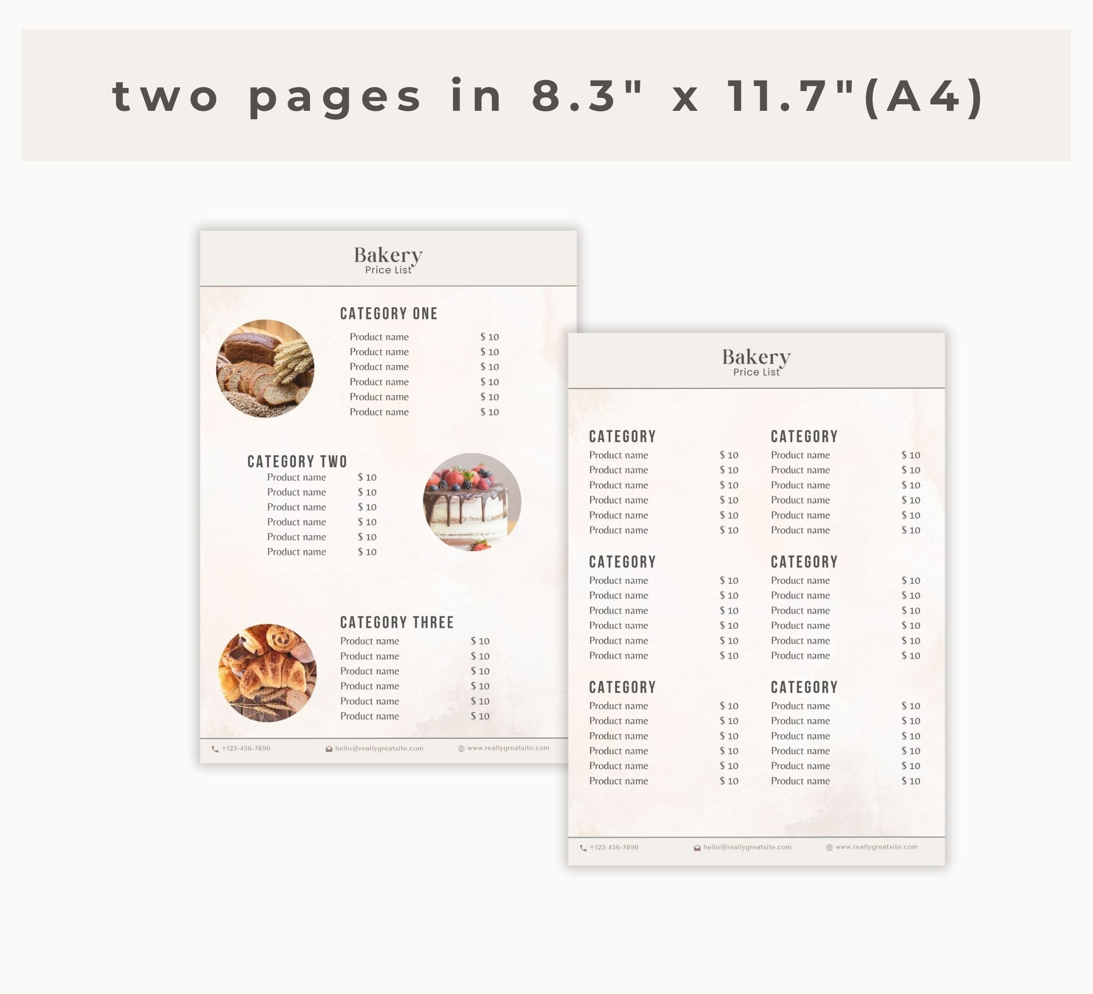 Bakery Pricing List Editable Canva Template Baker Price List Bakery