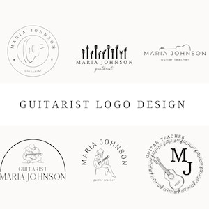 Guitar Logo Design Canva 6 Customizable Guitar Teacher Logos Guitarist Logo Editable Guitar Logo Business Guitar Teaching Logo Template