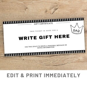 Geschenkgutschein zum Vatertag Druckbare Canva Vorlage Benutzerdefinierte Vatertag Karte Vatertag Karte Papa Überraschungskarte Vatertag Last-Minute-Geschenk