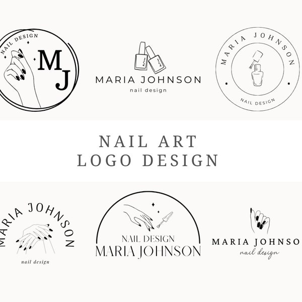 Manicure Logo Design Canva 6 Customizable Nail Design Logos Nail Art Logo Editable Nail Logo Business Manicure Logo Template