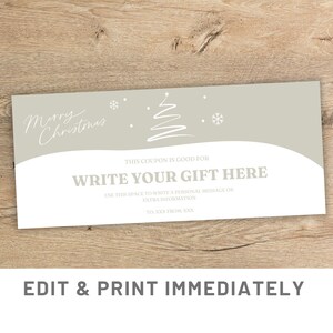 Christmas Coupon Custom Christmas Gift Coupon Template Canva Christmas Voucher Gift Card Template Printable Christmas Last Minute Gift