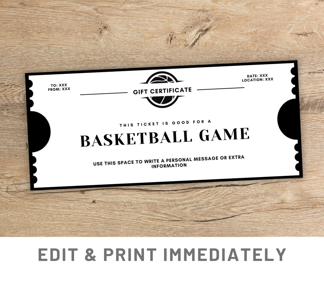 Basketball Game Coupon Printable Canva Template Custom Basketball Game