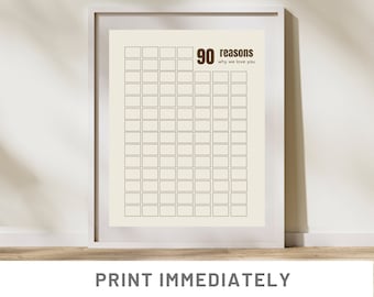 90th Birthday Sign Guest Book Poster 90 Reasons Why We Love You Birthday Party Decoration Mens Birthday 90th Birthday Guestbook Alternative