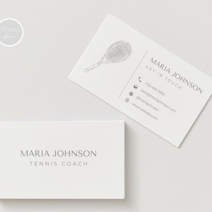 Tennis Coach Business Card Template Tennis Teacher Calling Card Tennis Lesson Business Card Canva Template Card Editable Card Canva Template