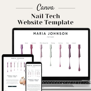 Nail Tech Canva Website Nail Studio Website Template Nail Artist Landing Page Manicure One Page Website Nail Tech Website Nail Design