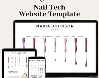 Nail Tech Website Template | Canva Landing Page Design (Digital)