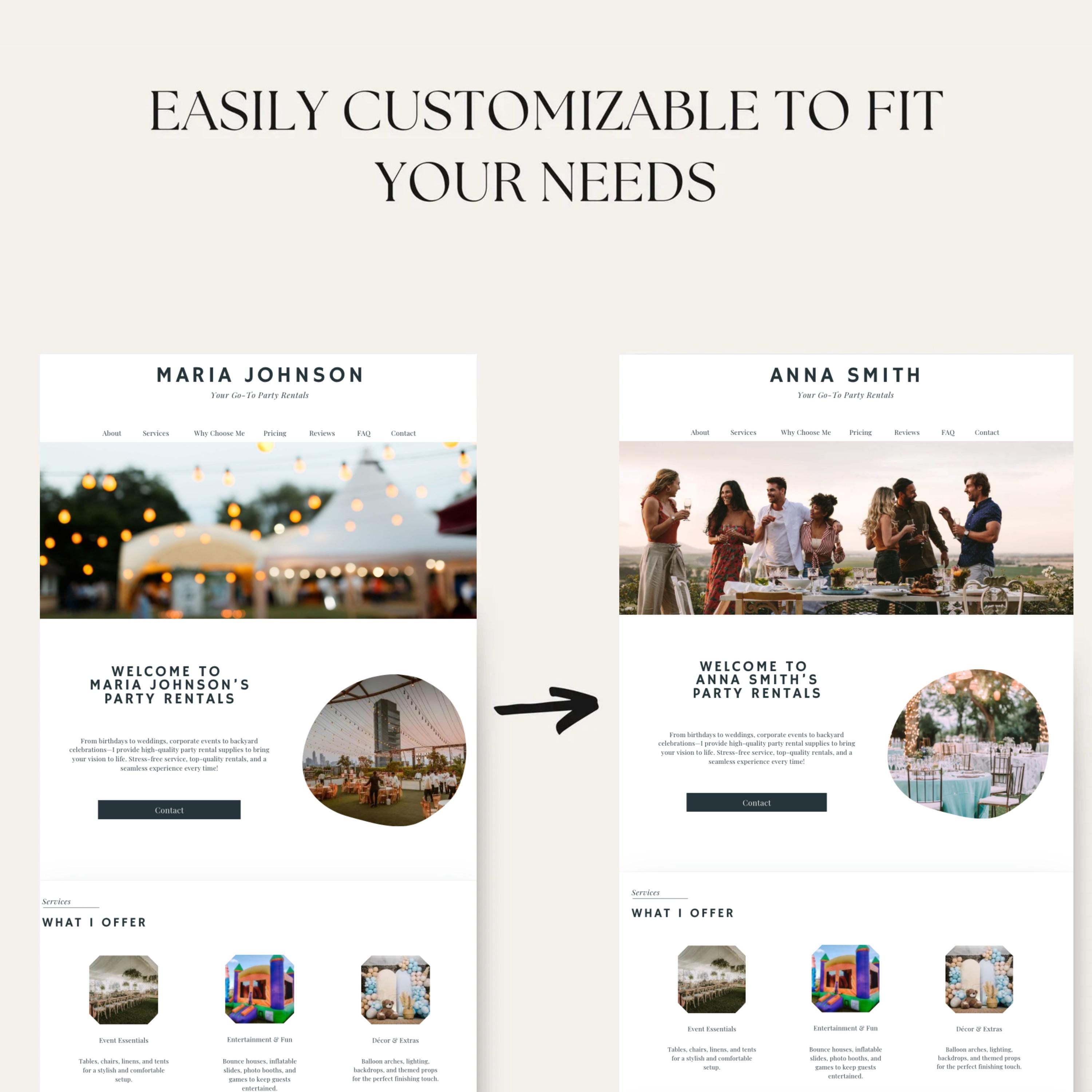Party Rental Website Template, Event Design (canva) - Etsy