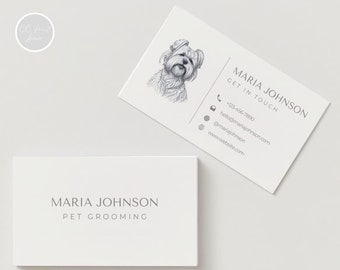 Pet Grooming Business Card Template Pet Groomer Calling Card Dog Grooming Business Card Canva Template Card Editable Card Canva Template