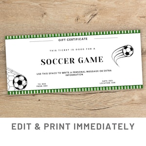 Fußball Spiel Karte druckbare Canva Vorlage Benutzerdefinierte Fußball Spiel Karte Fußball Coupon Geschenk Sport Überraschungskarte Fußball Last-Minute-Geschenk