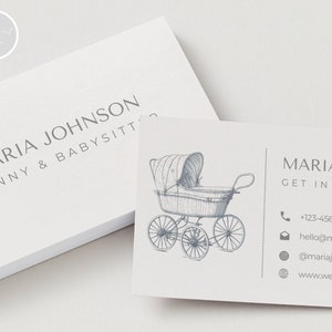 Nanny-Visitenkartenvorlage Druckbare Visitenkartenvorlage Babysitter-Visitenkarte Krankenschwestermädchen Bearbeitbare Karte Canva-Vorlage Nanny-Karte