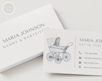 Nanny Business Card Template, Editable Printable (Canva Template)