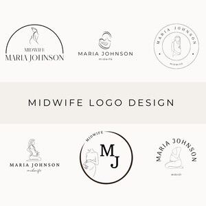 Design de logotipo de parteira 6 Marca d'água personalizável Logotipos de parteira Logotipo de obstetra Editável Logotipo Doula Modelo de logotipo comercial Canva