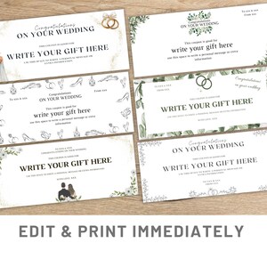 Personalized  Wedding Gift Coupon Bundle 6 Editable Gift Coupon Templates Canva Wedding Certificate Gift Wedding Last Minute Wedding Gift
