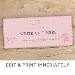 Junggesellinnenabschied Geschenk Coupon Canva Template Individuelle Junggesellinnenparty Geschenkkarte Braut zu sein Coupon Bachelorette Überraschung Last Minute Geschenk