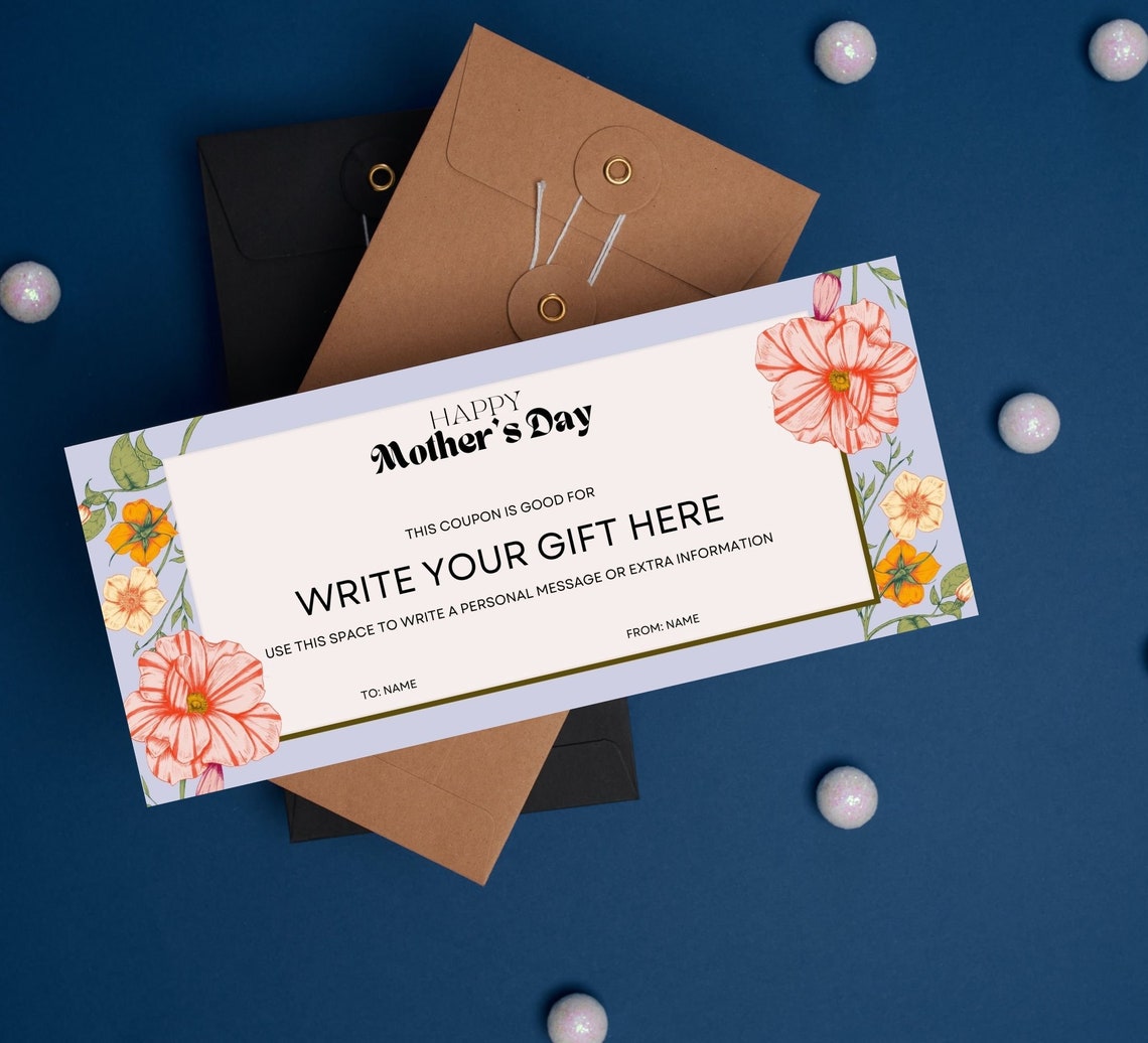 Custom Mother's Day Gift Coupon Template Canva Gift for Mom Coupon