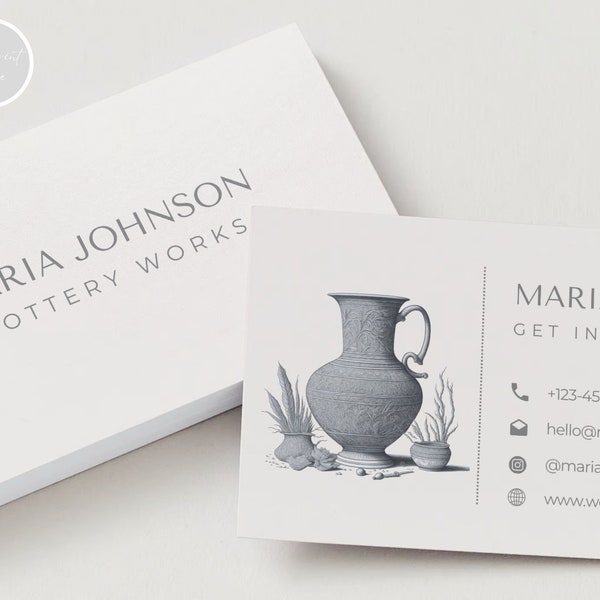 Pottery Business Card Template Printable Business Card Template Potter Calling Card Pottery works Editable Card Canva Template Pottery Card