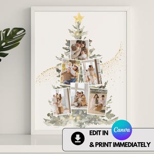 Modelo de presente de Natal personalizado Canva Colagem de Natal para impressão Presente de última hora de Natal Moldura de foto Presente de Natal personalizado com foto