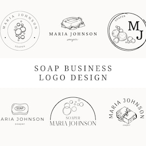 Design del logo del creatore di sapone Canva 6 Loghi di sapone personalizzabili Logo aziendale di sapone Logo del sapone modificabile Modello di logo per la produzione di sapone Logo di saponificazione