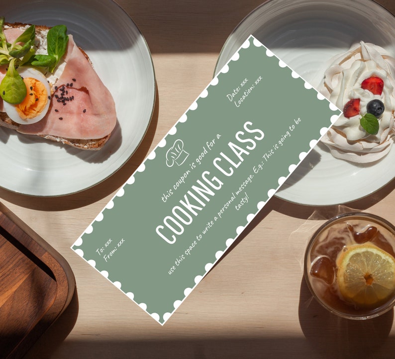 Editable Cooking Class Gift Coupon Template (canva) - Etsy
