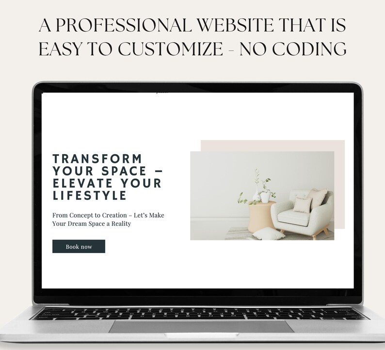 Interior Design Website Template, Canva Landing Page (Digital) image 6