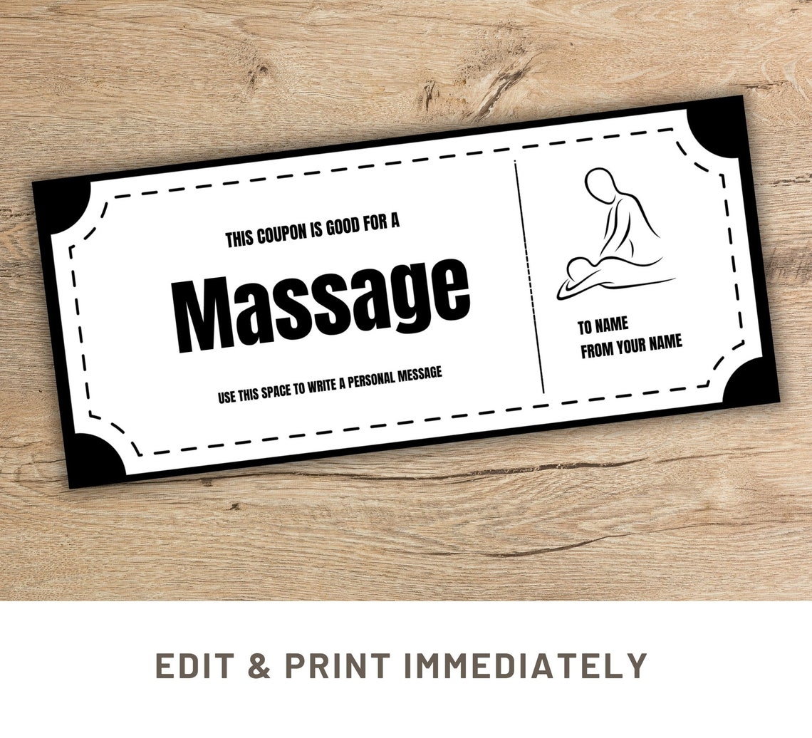 Massage Coupon Editable Gift Coupon Template Canva Massage Voucher Gift